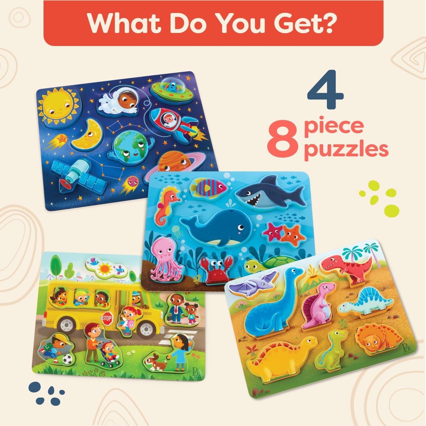 B. toys – Peek & Explore – School BusChunky Puzzle for Toddlers,Educational & Developmental Toys for Kids – 2+ Years