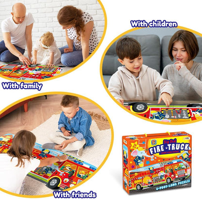 Big Red Fire Truck 4-Foot Long Jumbo Floor Puzzle - 24 Extra-Large Pieces, Fun Educational Toy for Kids Ages 3+, Durable & Easy to Assemble