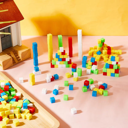 Wettarn 2000 Pieces Plastic Counting Cubes Small Centimeter Cubes for Classroom Preschool Teaching Classification Measurement Learning, 5 Colors