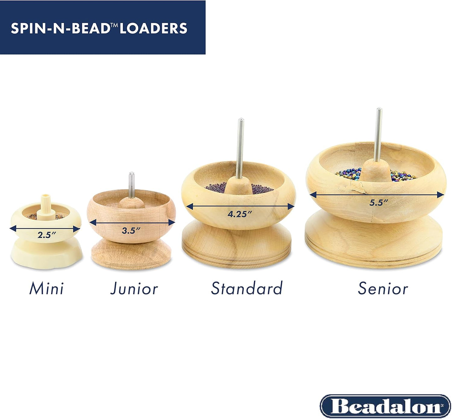 Beadalon Spin N Bead Spinner for Fast Stringing - Ideal for Beaders, Jewelry Makers & Designers - Wood Bowl with Big Eye Needle - Saves Time & Loads Seed Beads Efficiently