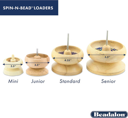 Beadalon Spin N Bead Spinner for Fast Stringing - Ideal for Beaders, Jewelry Makers & Designers - Wood Bowl with Big Eye Needle - Saves Time & Loads Seed Beads Efficiently