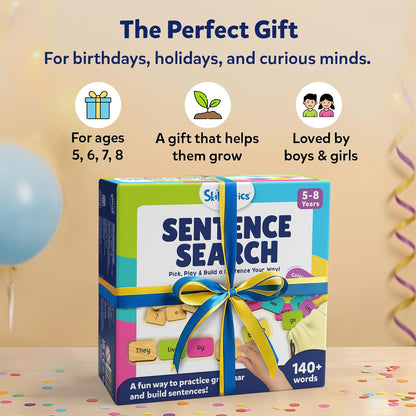 Skillmatics Educational Board Game - Sentence Search, Fun Learning Toys and Games for Kids, Sentence Building Activity, Creative Word Play, 120+ Tiles (1.3 x 1 Inches), Gifts for Ages 5, 6, 7, 8