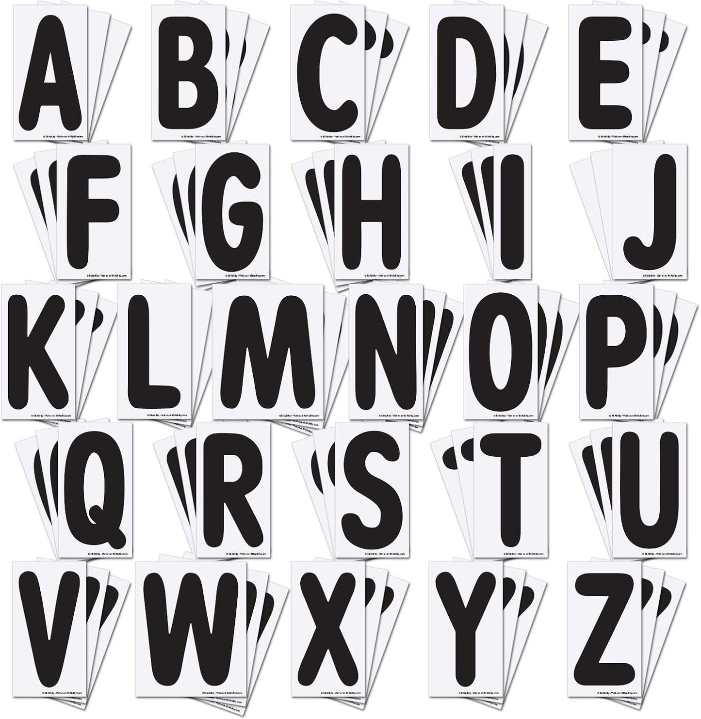 Replacement Numbers for White Message Board Sidewalk Signs with 4 Inch Tracks, 6 of Each Number 0 to 9, Black on White Background