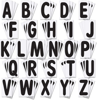 Replacement Numbers for White Message Board Sidewalk Signs with 4 Inch Tracks, 6 of Each Number 0 to 9, Black on White Background