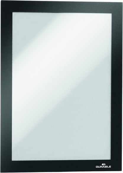 Durable Duraframe Sign Holder, Letter-Size 8.5" x 11" Inch, Black Magnetic Frame - Wall Mount, Pack of 2