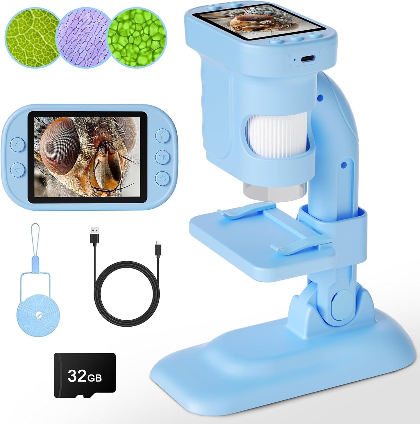 Kids Microscope - Mini Handheld Microscope for Kids, Portable Pocket Digital Toys for Girls Boys Birthday (Purple)