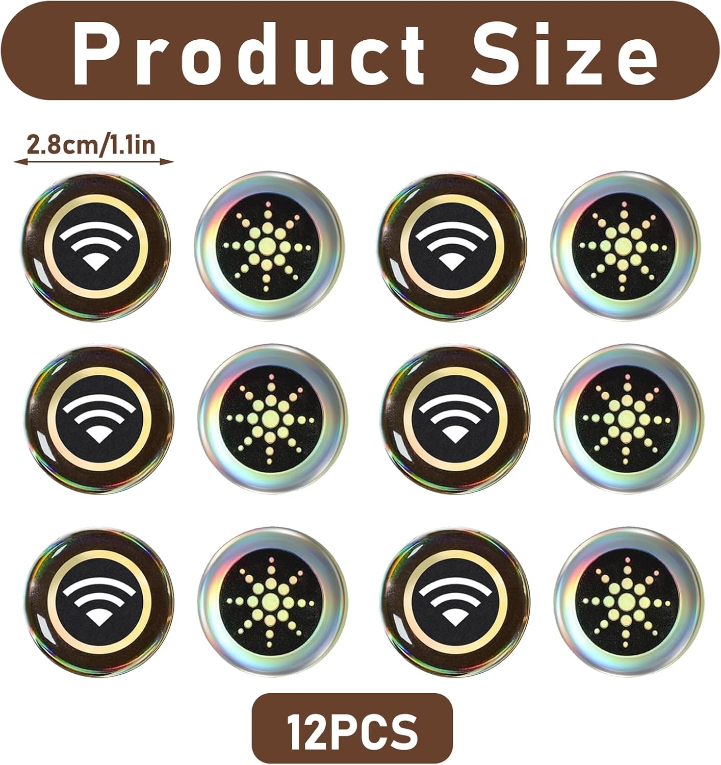 12 Pcs Emf Blocker for Cell Phone,Radiation Blocker for Cell Phone,Emf Stickers,A Practical Gift for Tech Lovers for Smart Phones/Laptops Electronic Devices Blockers(WiFi Signal Pattern)