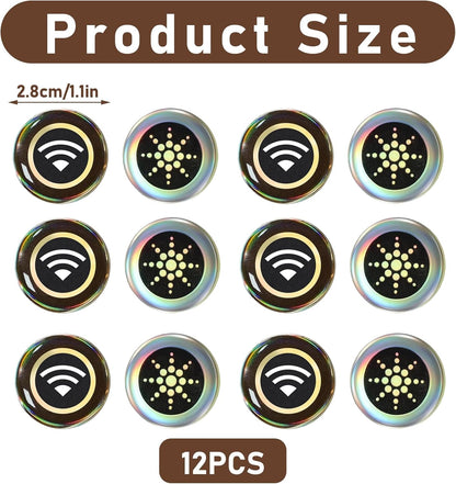 12 Pcs Emf Blocker for Cell Phone,Radiation Blocker for Cell Phone,Emf Stickers,A Practical Gift for Tech Lovers for Smart Phones/Laptops Electronic Devices Blockers(WiFi Signal Pattern)