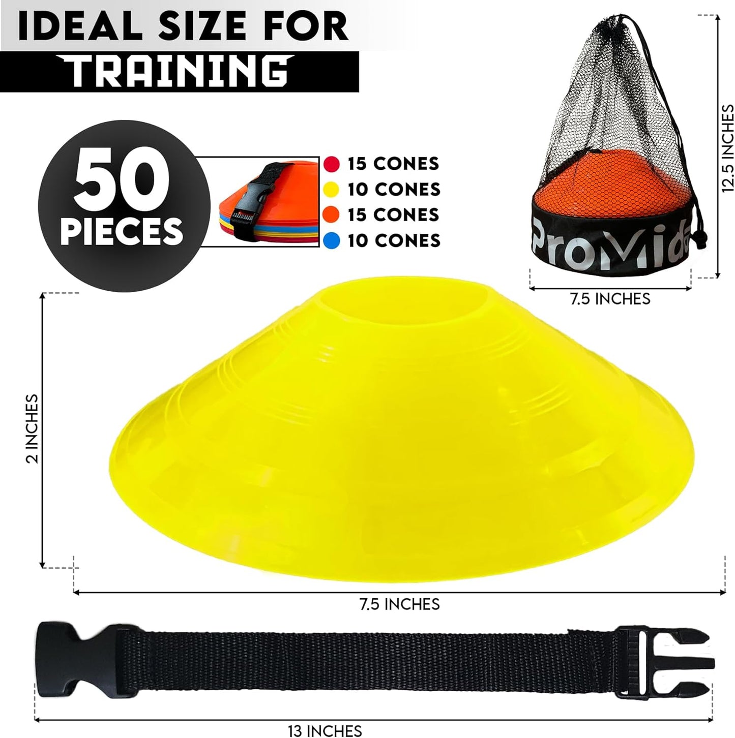 Disc Soccer Cones for Training Kids - 200,100,50 Small Plastic Cones for Sports Training - Flexible Conos for Soccer Practice Equipment, Basketball & Football Drills Equipment