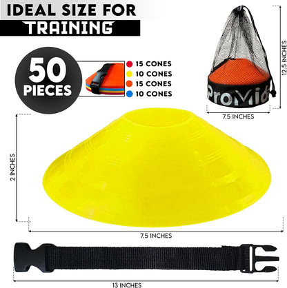 Disc Soccer Cones for Training Kids - 200,100,50 Small Plastic Cones for Sports Training - Flexible Conos for Soccer Practice Equipment, Basketball & Football Drills Equipment