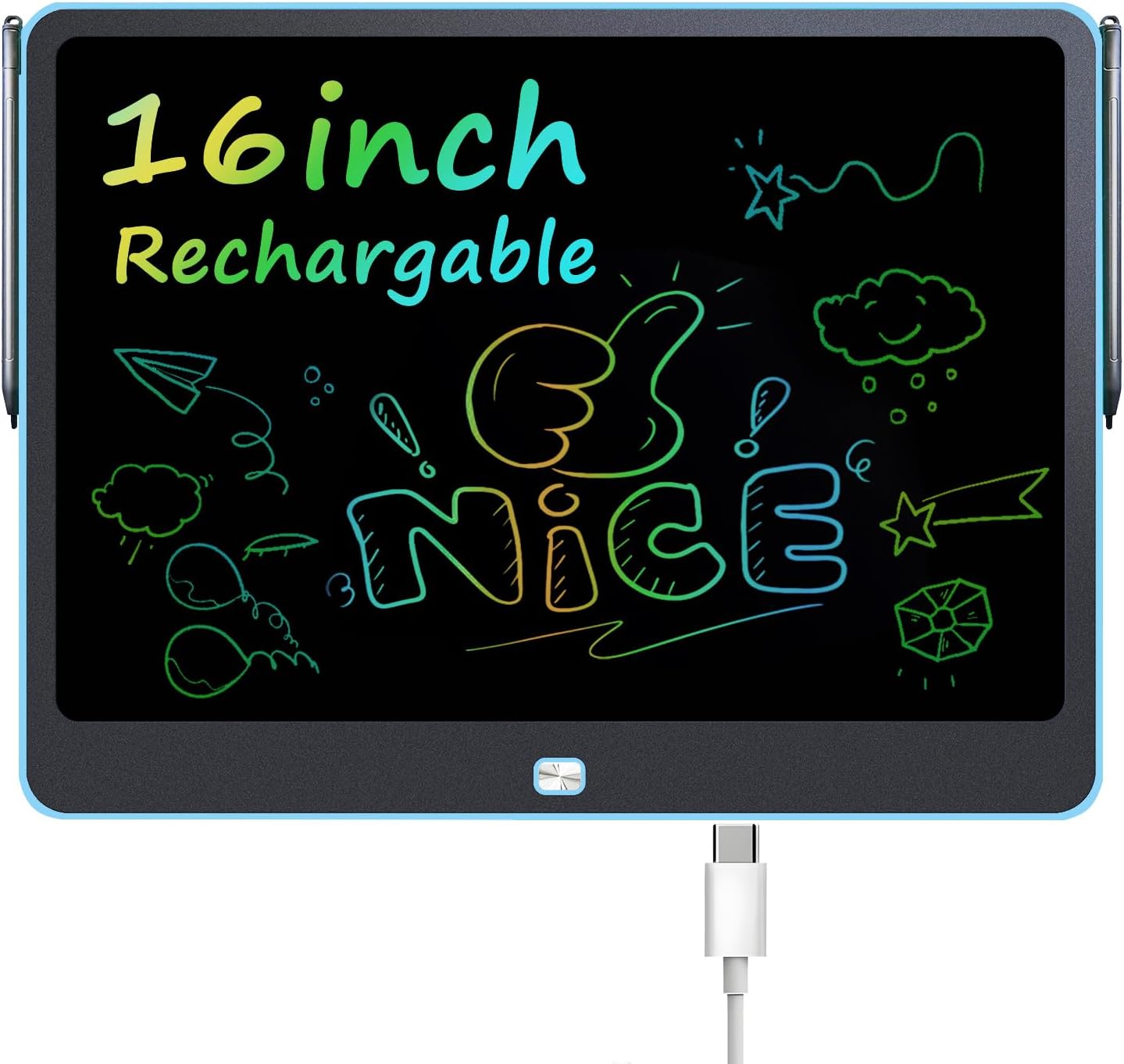 Magnetic LCD Writing Tablet for Fridge, 13 Inch Writing Tablet for Kids, Toddler Drawing Pad, Learning Toys for Boys Girls Ages 3.4.5.6.7.8, Writing Board for to-Do Lists and Family Messages (Blue)