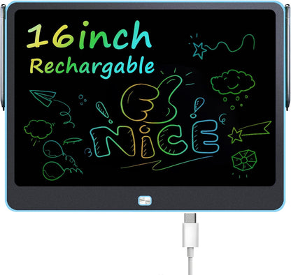 Magnetic LCD Writing Tablet for Fridge, 13 Inch Writing Tablet for Kids, Toddler Drawing Pad, Learning Toys for Boys Girls Ages 3.4.5.6.7.8, Writing Board for to-Do Lists and Family Messages (Blue)