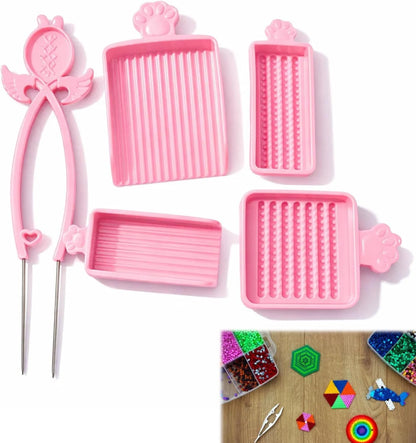 5 PCS Bead Tools, Fuse Bead Tweezers Set for Crafting, 2.6mm Fuse Beads Accessories with Dual Needle Design, Creative DIY Projects for Family Activities and Classroom Art Education