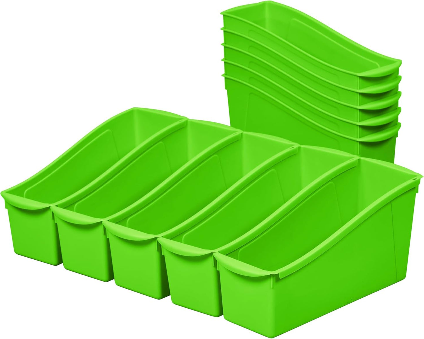 ECR4Kids Linking Plastic Storage Book Bin, Multipurpose Organization, Neon Purple, 10-Piece