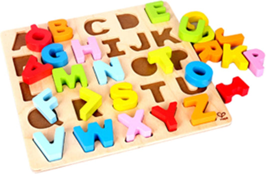 Hape Wooden Alphabet Puzzle| Wooden ABC Letters Colorful Educational Learning Puzzle Toy Board for Toddlers