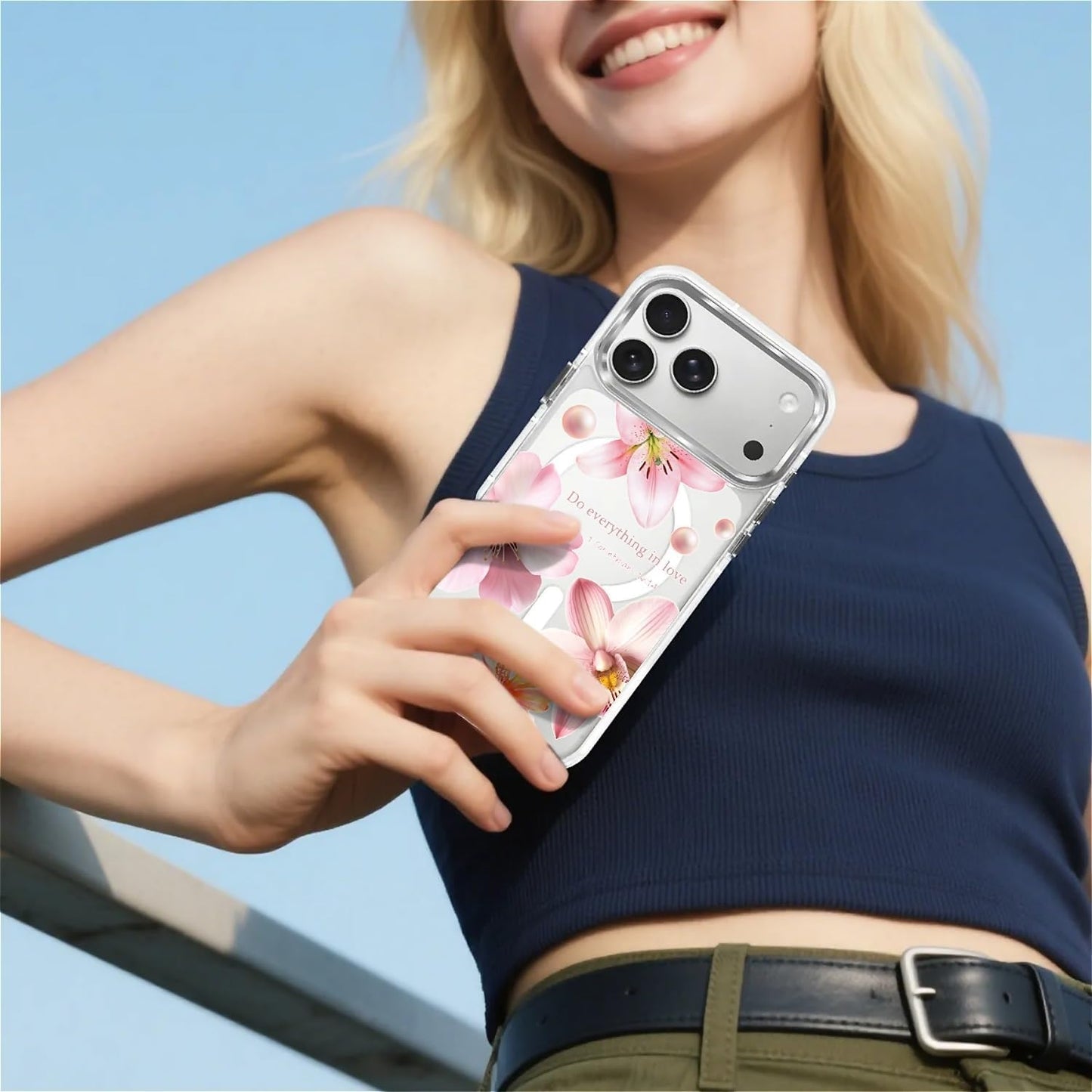 for iPhone 17 Pro Max Case [Compatible with Magsafe],Girls Women Clear Magnetic Case Silicone Shockproof Protective Cover with Pattern Colorful Motivational Letters