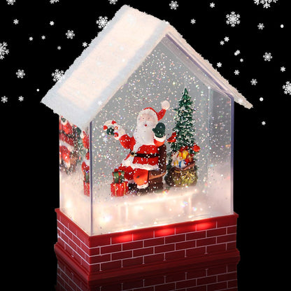 Eldnacele Musical Snow Globe Lantern with Timer, Lighted USB/Battery Operated Swirling Singing Water Glittering Lantern, Snow Globes for Adults and Kids Christmas Decoration- Santa