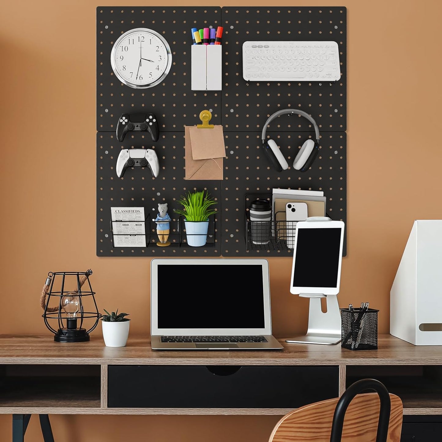FZK Peg Board with Hooks, Plastic Pegboard Kit with 4 White Pegboards and Accessories, Peg Board Wall Organizer for Office and Craft Room