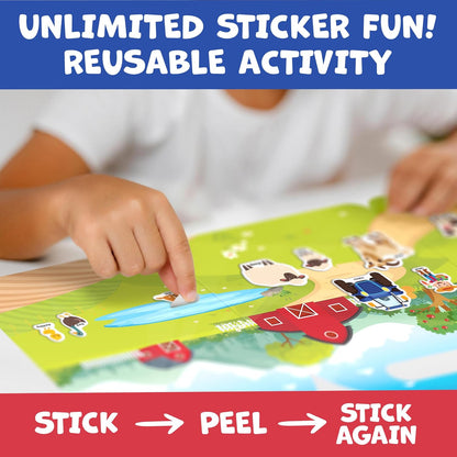 Sticker Book for Toddlers 1-3 - Reusable Sticker Book for Toddlers 2-4 Years, Stickers for Kids, Toddler Travel Toys, Airplane Toys for Toddler 1-3 - Birthday Gifts for 3 Year Old Boys, Girls 2-4