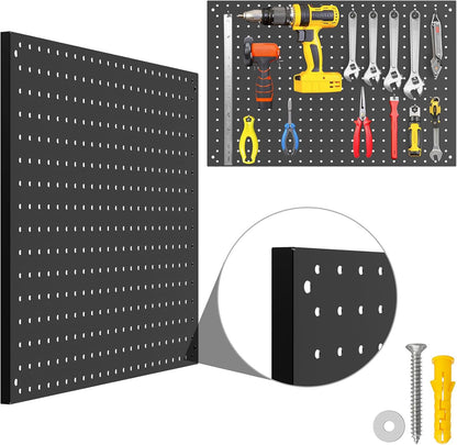 Peg Board, 2 Pack Metal Pegboard Panels Pink Pegboards Wall Organizer with Frame Large Heavy Duty Peg Board with Hooks for Walls Home,Garage Tool Storage,Office Organization,Kitchen 24”×16”