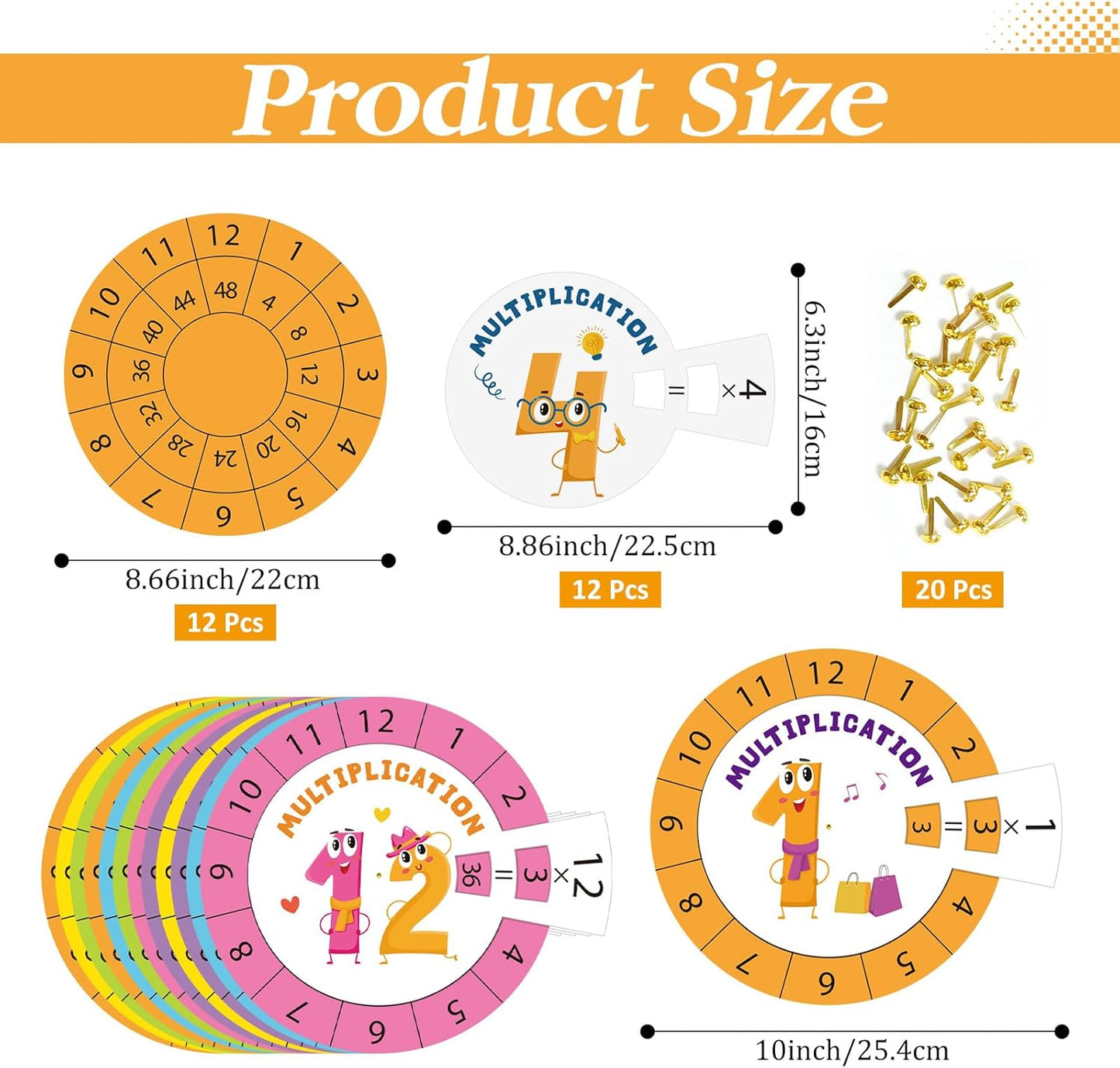 Cinrobiye Math Multiplication Game Multiplication Spinning Game 12Set Learning & Education Activities Cards for Classroom Must Haves Homeschool Supplies Multiplication Machine Rewards Prizes