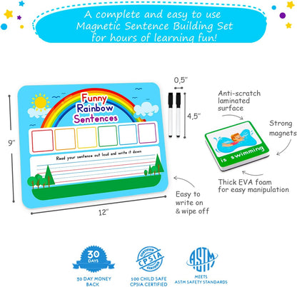 Simply Magic 910 PCS Magnetic Phonics Tiles Set & 110 PCS Sentence Building Kit for Kids