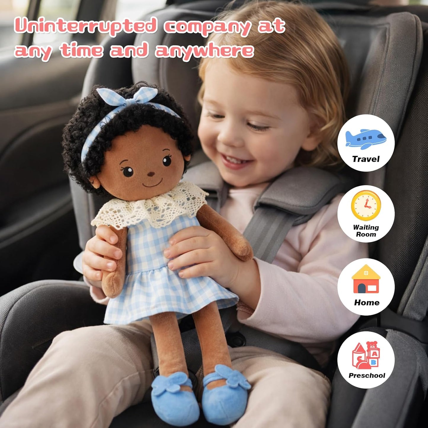 Soft Baby Doll Toys,16 inch Educational Plush Doll for Girls Learning Sensory Montessori Toy Birthday Gifts Cuddly Plush Toys for Toddler Kids (Yellow)