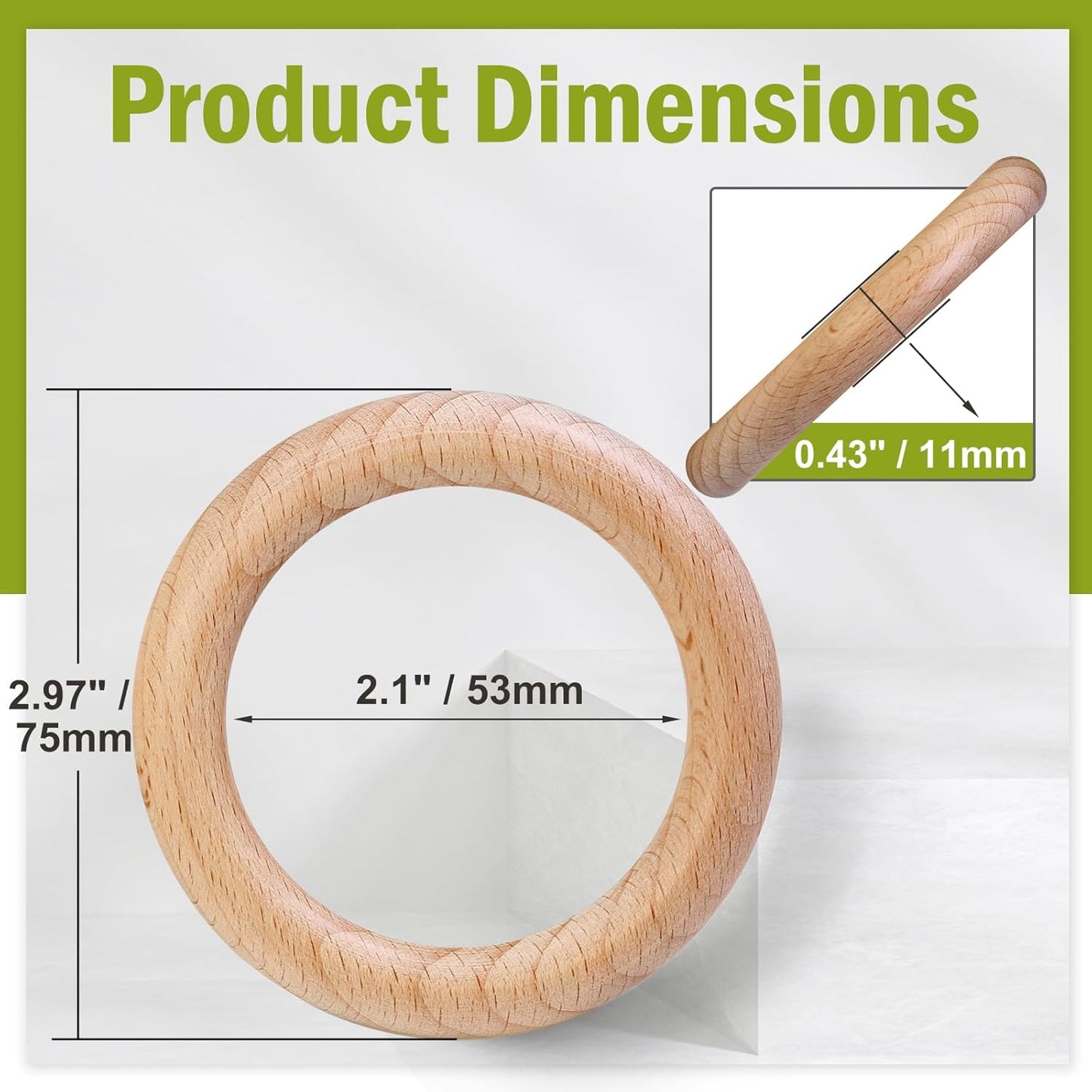 FoDau770 5pcs Natural Beech Wooden Rings, Unfinished Solid Wood Rings Heavy Duty Wood Circles, Macrame Craft Circles for Party, Home Decor & DIY Making - Outer Diameter: 3 Inch