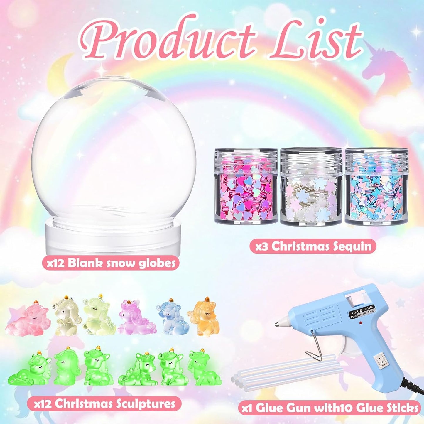 12 Sets DIY Duck Snow Globe Kit for Kids, 12 Globe Bottles, Glow in The Dark Duck Figurines, Glitter Sequins & Mini Hot Glue Gun, Summer Fun Craft Activity Set, Birthday Party Favor Gift