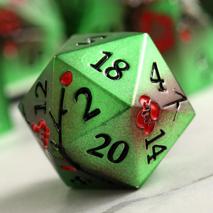 DnDnD Heavy Polyhedral Metal Dice Set with Metal Box, 7-die Shiny Blue Surface with Golden Number for RPG,Dungeons and Dragons,Pathfinder,Shadowrun,D&D,Role Palying Game and Math Teaching - Colors A