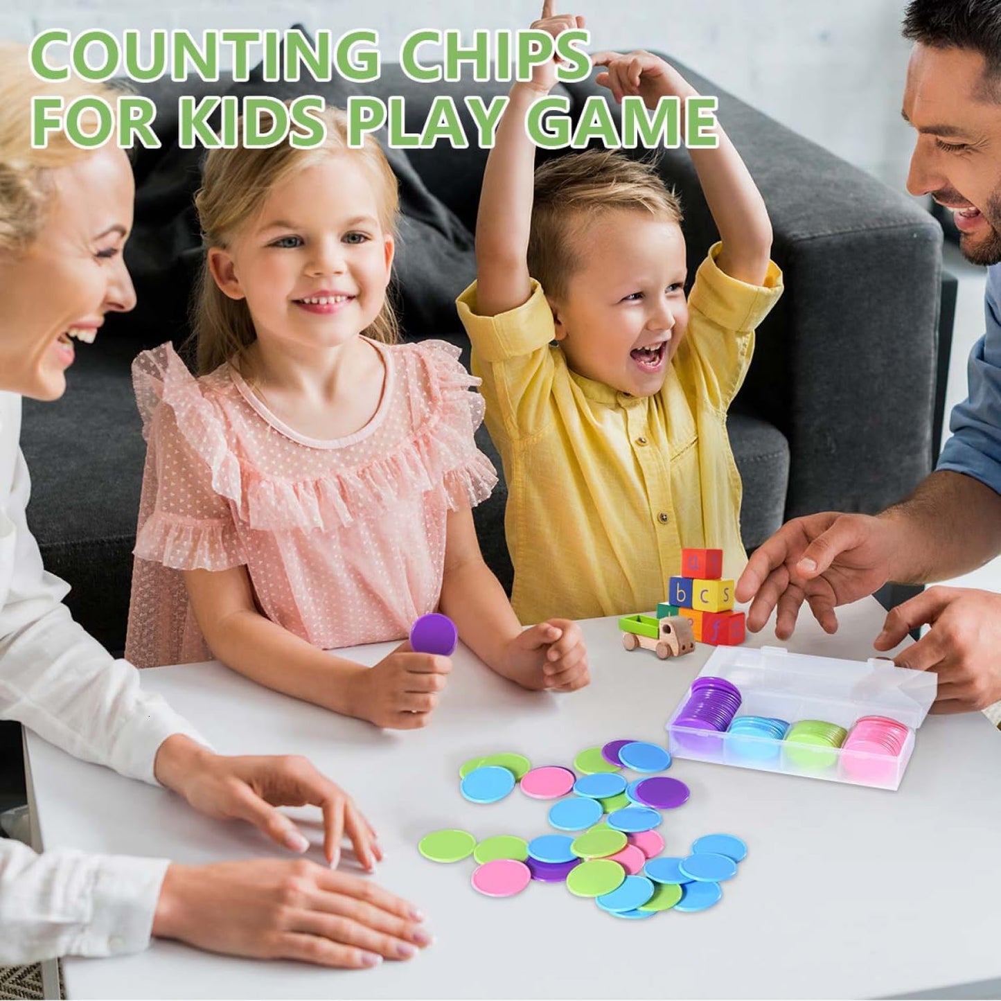 SenseYo 100 Pcs 1.45 Inch Poker Chips with Storage Box for Kids Math Counting Card Game Conters