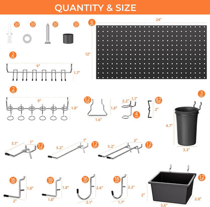 INCLY 158PCS Metal Pegboard Wall Organizer, 48x24 Inch White Pegboard Panels Tool Organizer Kit with Accessories Hooks and Bins, Peg Board Utility Tool Storage for Garage Workbench Shed