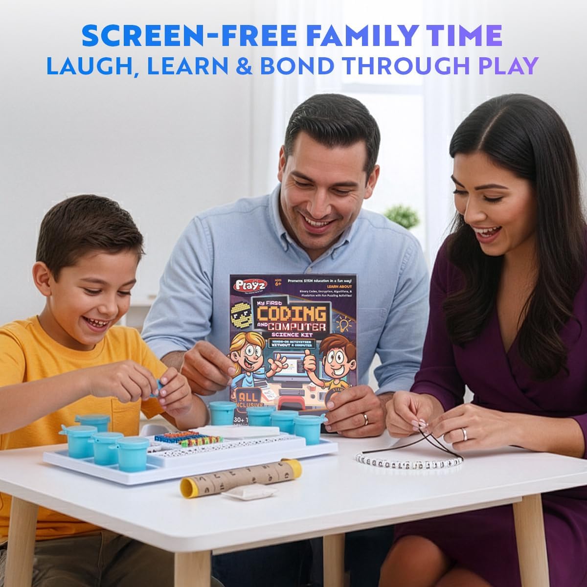 Playz My First Coding & Computer Science Kit - Learn About Binary Codes, Encryption, Algorithms & Pixelation Through Fun Puzzling Activities Without Using a Computer for Boys, Girls, Teenagers, Kids