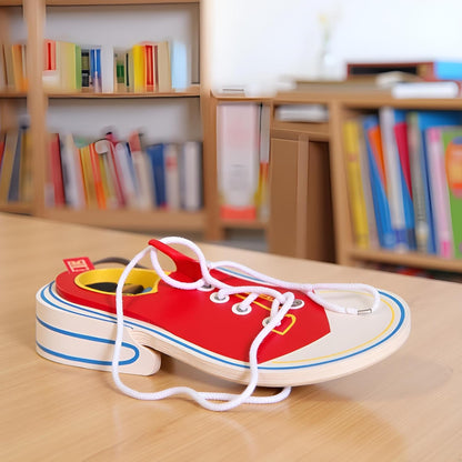 Shoe Tying Practice, Wooden Learn to Tie Your Own Shoes Threading Lacing Shoes Training Early Learning Kits | Threading Lacing Training Board Early Learning, Decorative Accessories