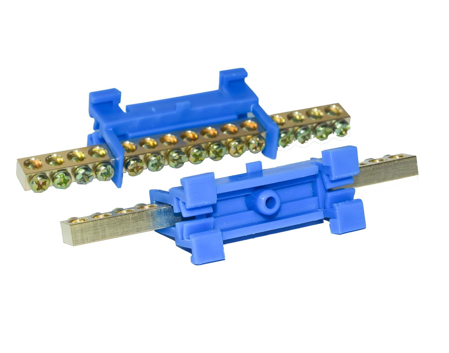 10 Positions Terminal Bus Bar Block 6 Pack Brass Wire Screw for Car Boat Marine Ground Power Distribution Grounding Electrical Bars Strip Block for 12V-110V, Blue
