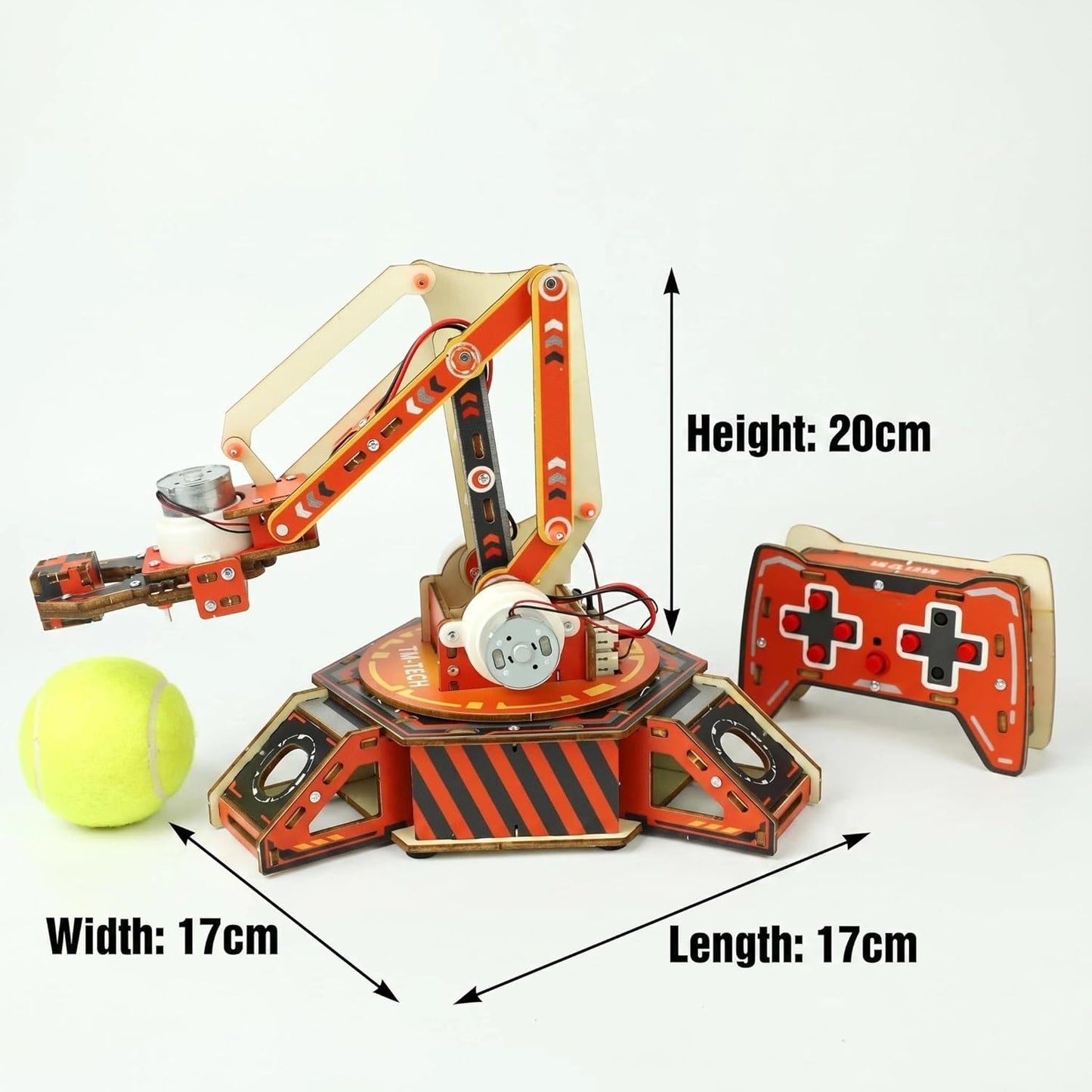 STEM Robotic Arm Kit for Kids 8+, RC Robot Building Kit, Mechanical Grabber Toy with 360° Rotation, Wooden Engineering Set