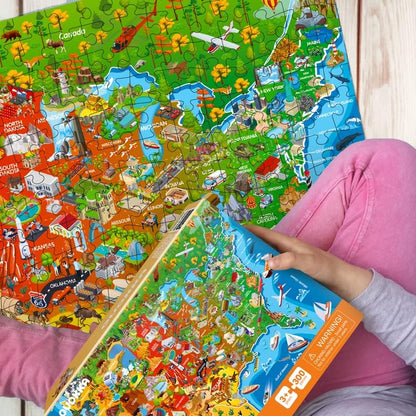 QUOKKA 3X Set Learning Board Games for Kids 8-12 - Educational Trivia Cards Ages 6-8 - Travel United States - World Map - Explore Outer Space - Gift for Children and Teens 4-8 - Jigsaw Puzzles
