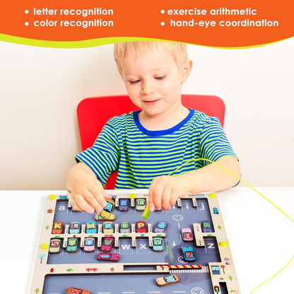 Magnetic Wooden Fishing Game Toy for Toddlers, Alphabet Fish Catching Counting Games Puzzle with Numbers and Letters, Preschool Learning ABC Math Educational Toys 3 4 5 Years Old Girl Boy Kids