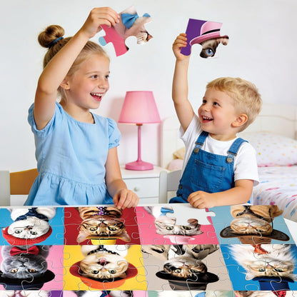 Jumbo Floor Puzzle for Kids,48 Piece Cat Jigsaw Puzzles,Pet Learning Educational Toys for Toddlers Ages 3-5,Children Easter Gift for Boy Girl Ages 4-8