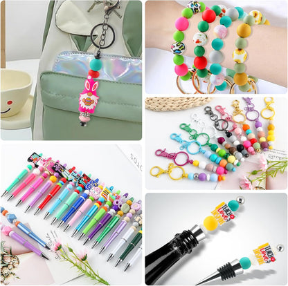 65Pcs 19mm Silicone Beads for Keychain Making Bracelet Necklace, Bulk Round Silicone Beads for Pens（Christmas Green） - Colors A
