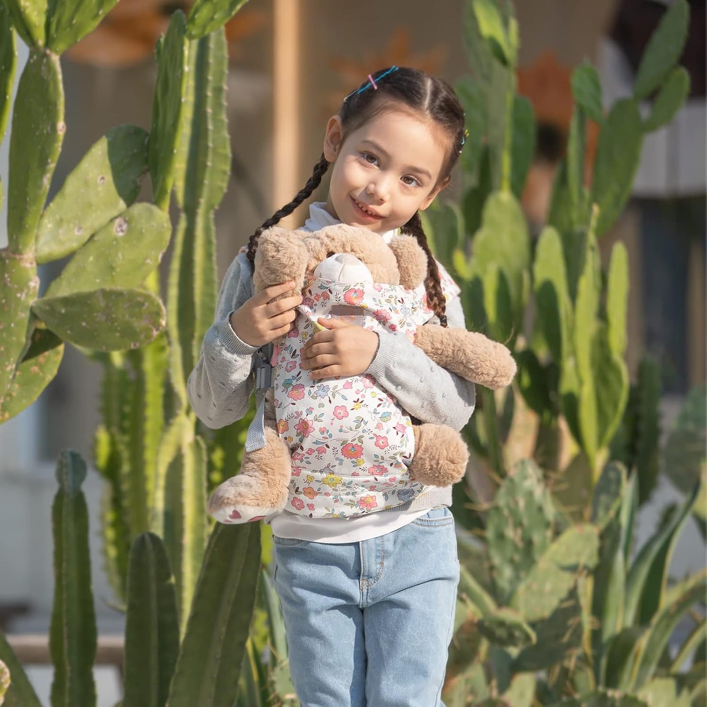 GAGAKU Doll Carrier for Kids, Toy Baby Doll Carrier, Reborn Dolls Carrier Toy Baby Sling with Adjustable Straps, Baby Doll Accessories - Green - Camellia