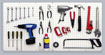 WallPeg PEGBOARD Panels Peg Board Plastic Pegboard Kit 24"x24" (2, White)
