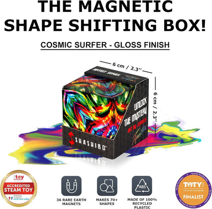 Shashibo Shape Shifting Box - Award-Winning STEM Fidget Toy with Ultra Strong Magnets - Puzzle Cube Transforms Into 100+ Shapes, Perfect Sensory Gift for Kids, Teens, and Adults (Glowquarium)