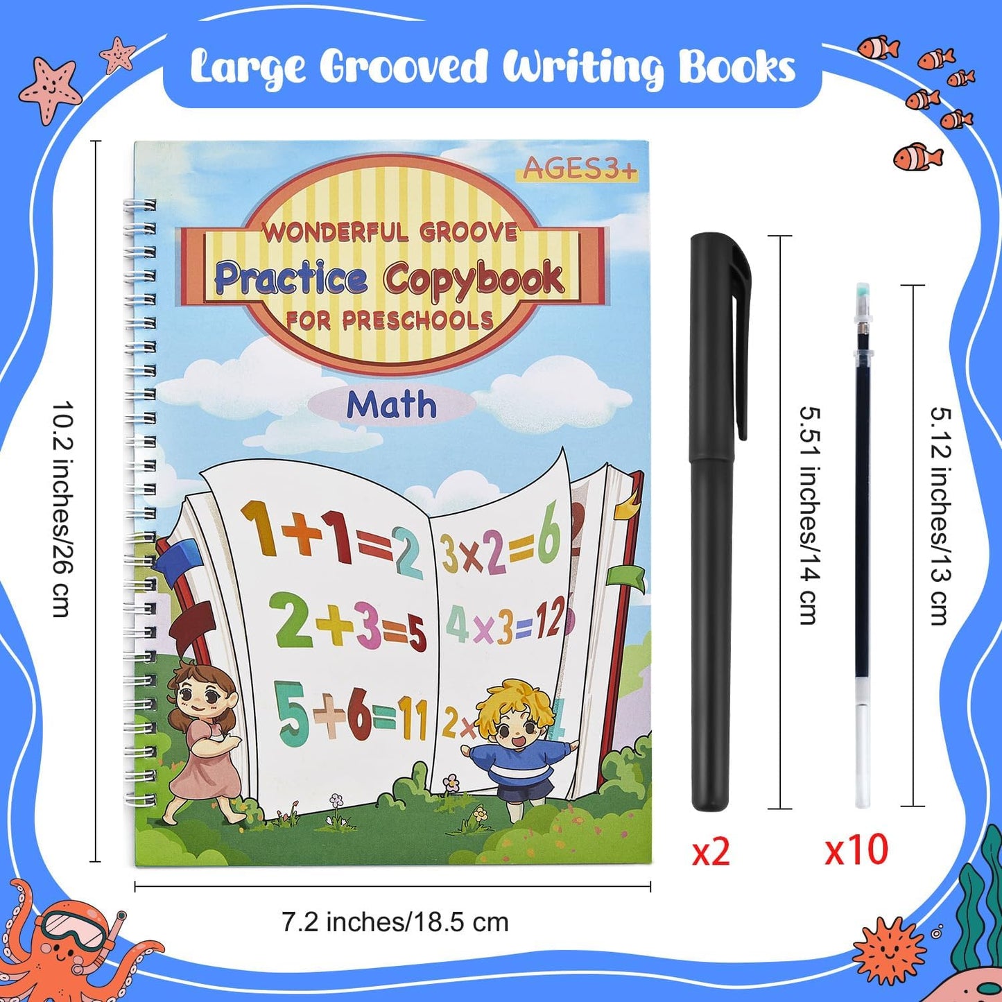 AALGO Handwriting Book Practice for Kids,Reusable Grooved Handwriting Books, Writing Practice for Kids Age 3-5