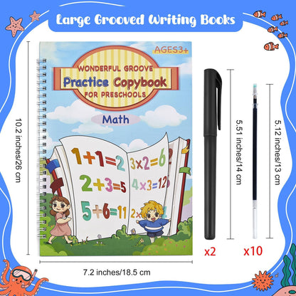 AALGO Handwriting Book Practice for Kids,Reusable Grooved Handwriting Books, Writing Practice for Kids Age 3-5