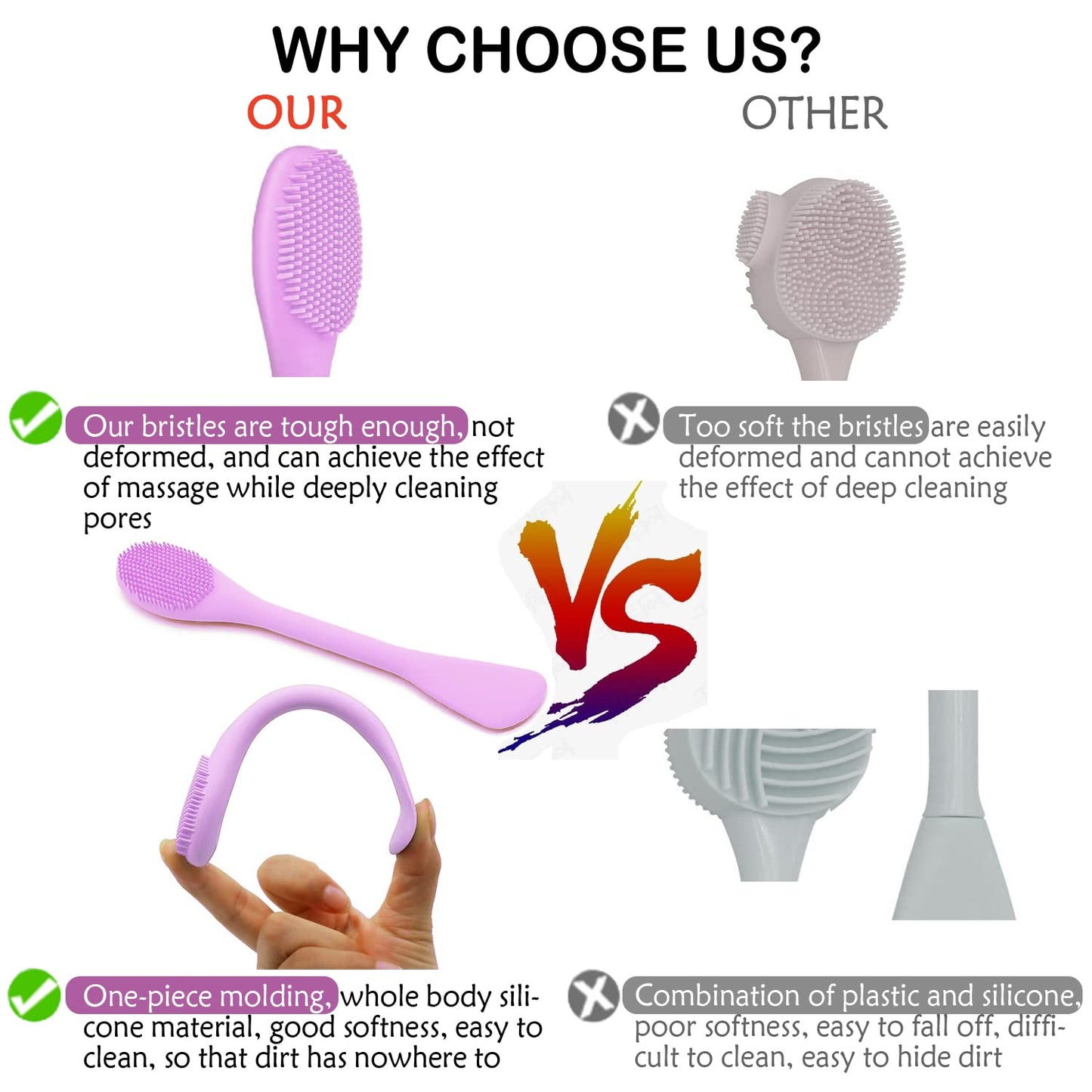 RamPula Silicone Face Mask Brush, Face Scrubber for Gentle Exfoliating & Hairless Moisturizers Applicator Tools for Apply Mud, Clay, Charcoal Mixed Mask, Cream, Lotion