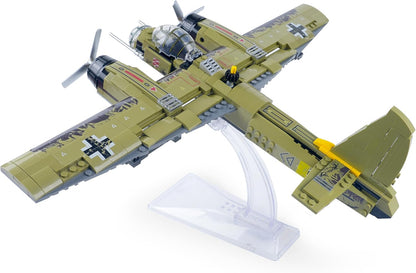 General Jim's WWII Iron Empire JU-88 Bomber Plane Building Blocks Set, 559 Pieces German Twin-Engine Aircraft Model w/Display Stand, Detailed WWII Airplane Compatible w/Major Brick Brands | GJ-WW2GB