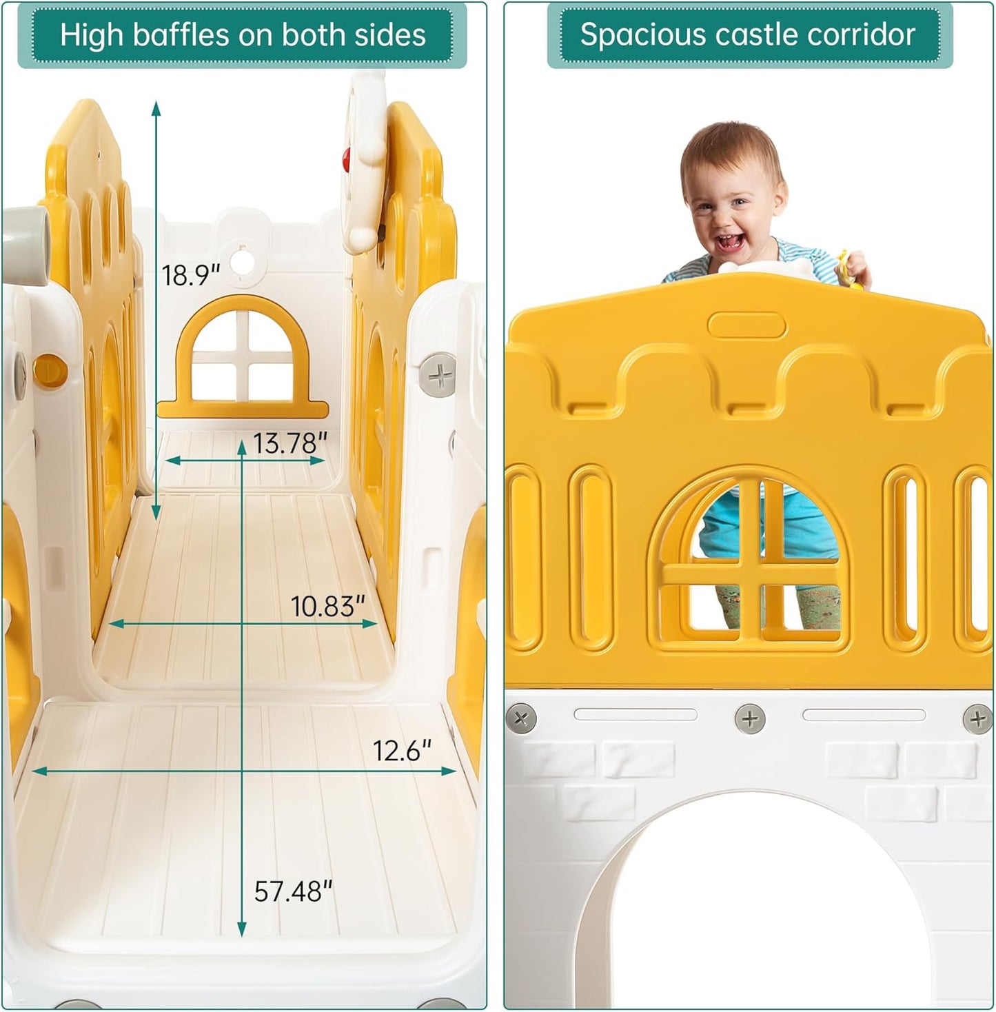 Garvee Toddler Slide 8 in 1 Toddler Playset for Toddlers Age 1-3, Baby Playset for Indoor Outdoor Playground with Climber, Crawling Tunnel, Basketball Hoop, Telescope, Toy Storage