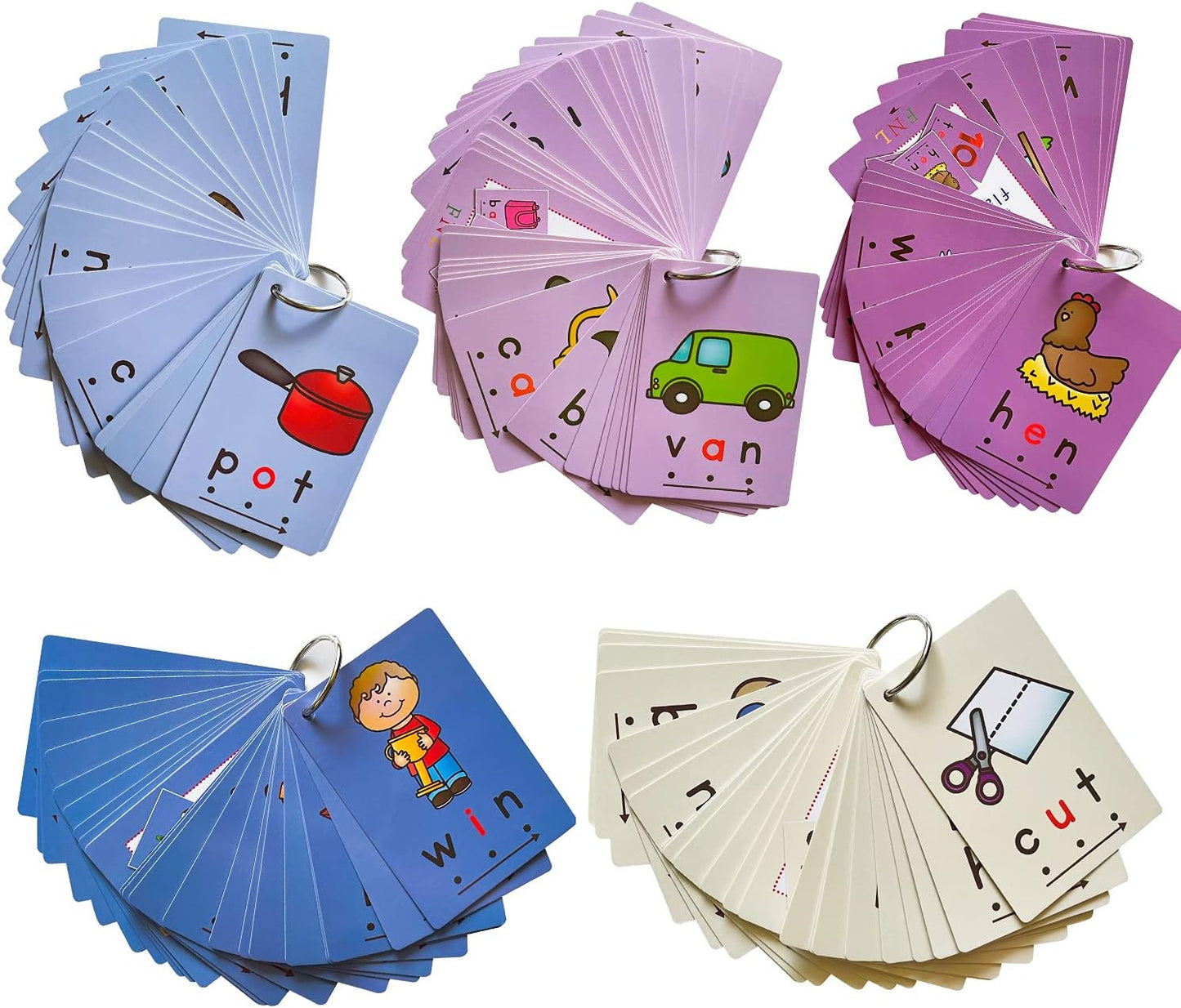 Richardy CVC Flashcards Short Vowel Word Cards CVC Beginning Phonics Word Builders Toddler Learning Toys 4.3 X 3 Inch 126 Cards…