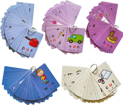 Richardy CVC Flashcards Short Vowel Word Cards CVC Beginning Phonics Word Builders Toddler Learning Toys 4.3 X 3 Inch 126 Cards…